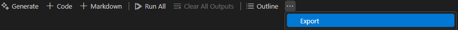 How to convert IPYNB to HTML in VSCode – export menu example