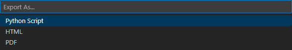 Export IPYNB to HTML in VSCode – select HTML format