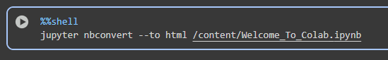 Run jupyter nbconvert in Google Colab with %%shell