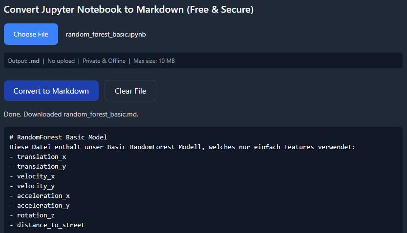Jupyter Notebook to Markdown Example Conversion