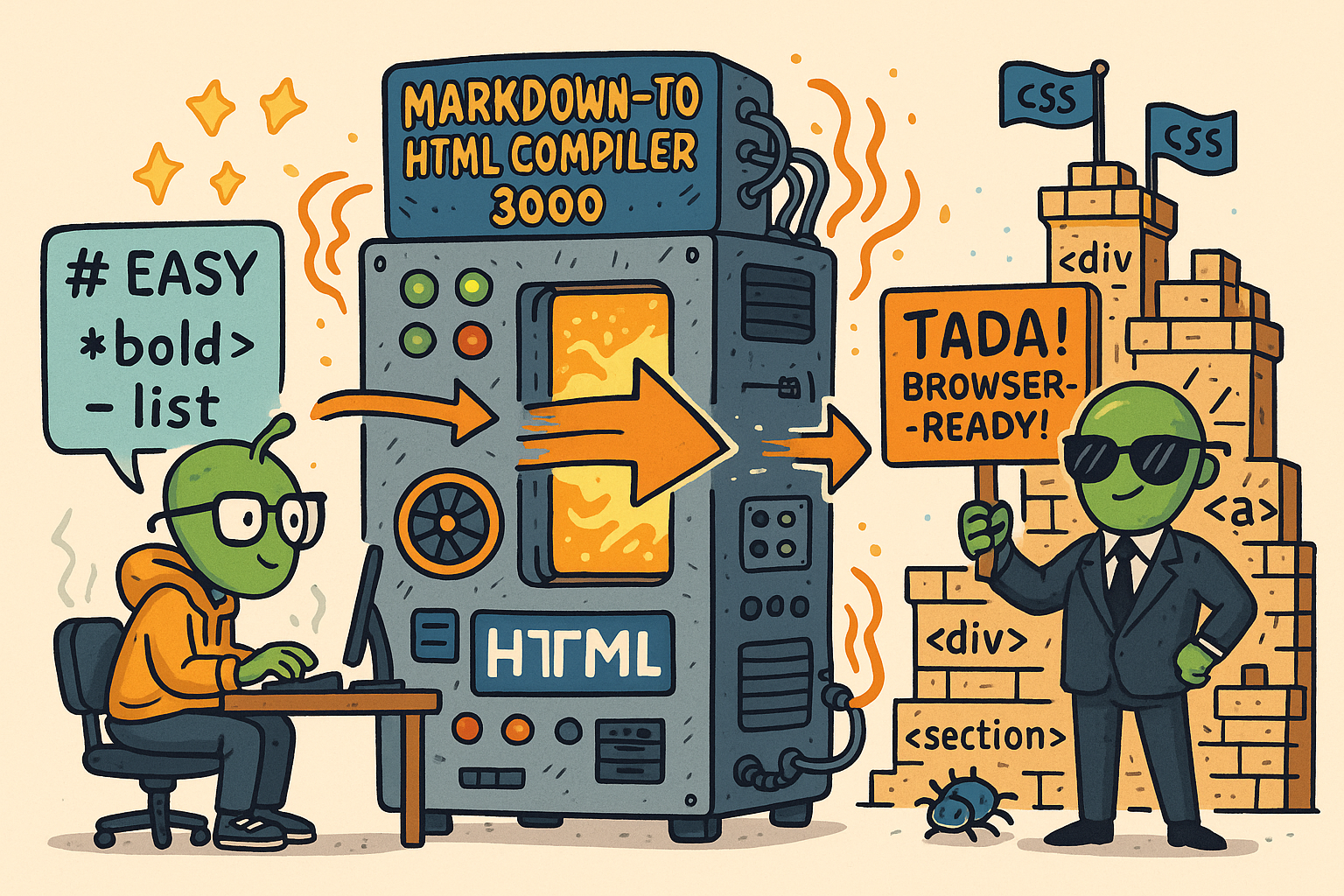 Markdown to HTML alien pixel art